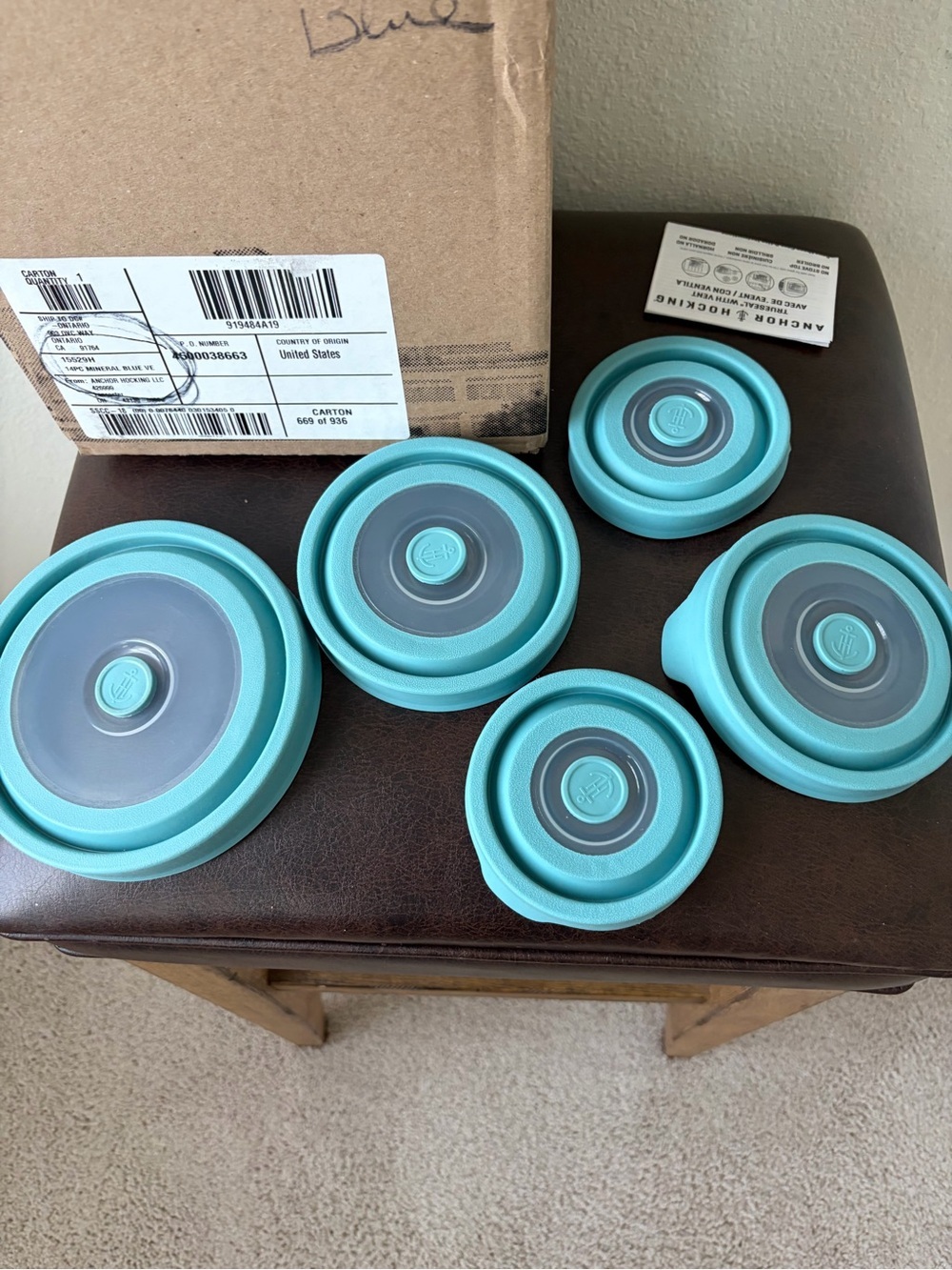 Anchor Hocking 14 pc Glass Food Storage Bowls with True Seal Lids Blue NIB - Picture 2 of 8